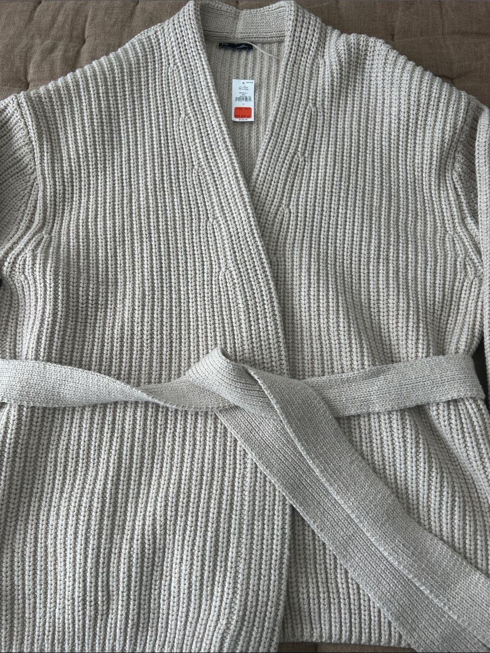 GAP Women’s Heavy Knit Open-Front Cardigan in Oatmeal